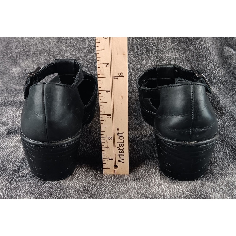Born boc Black Leather Wedge Mary‎ Jane Cutout Sandals Women Size 6M - Picture 5 of 9